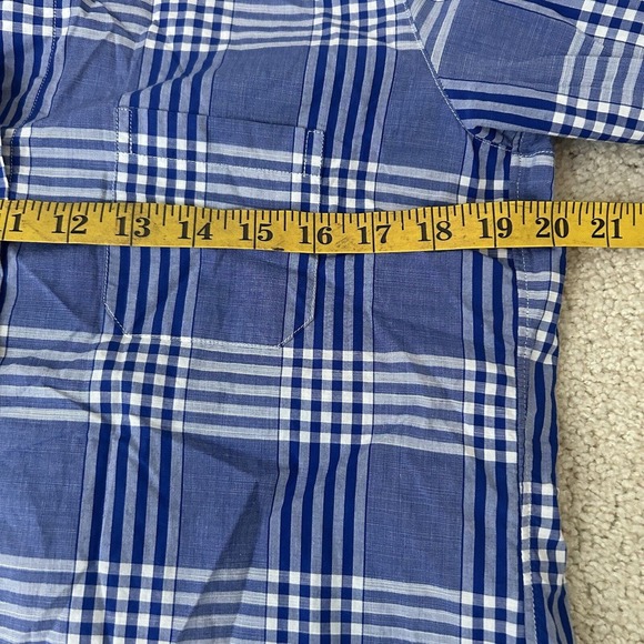 Grayson The Hero Blue White Plaid Lightweight Button Down Shirt Blouse Sz 1 XS - Picture 6 of 8